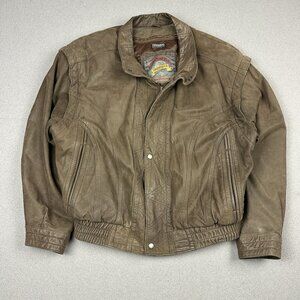 Vintage Bomber Aviator Adventure Bound Leather Jacket Mens Large Thinsulate